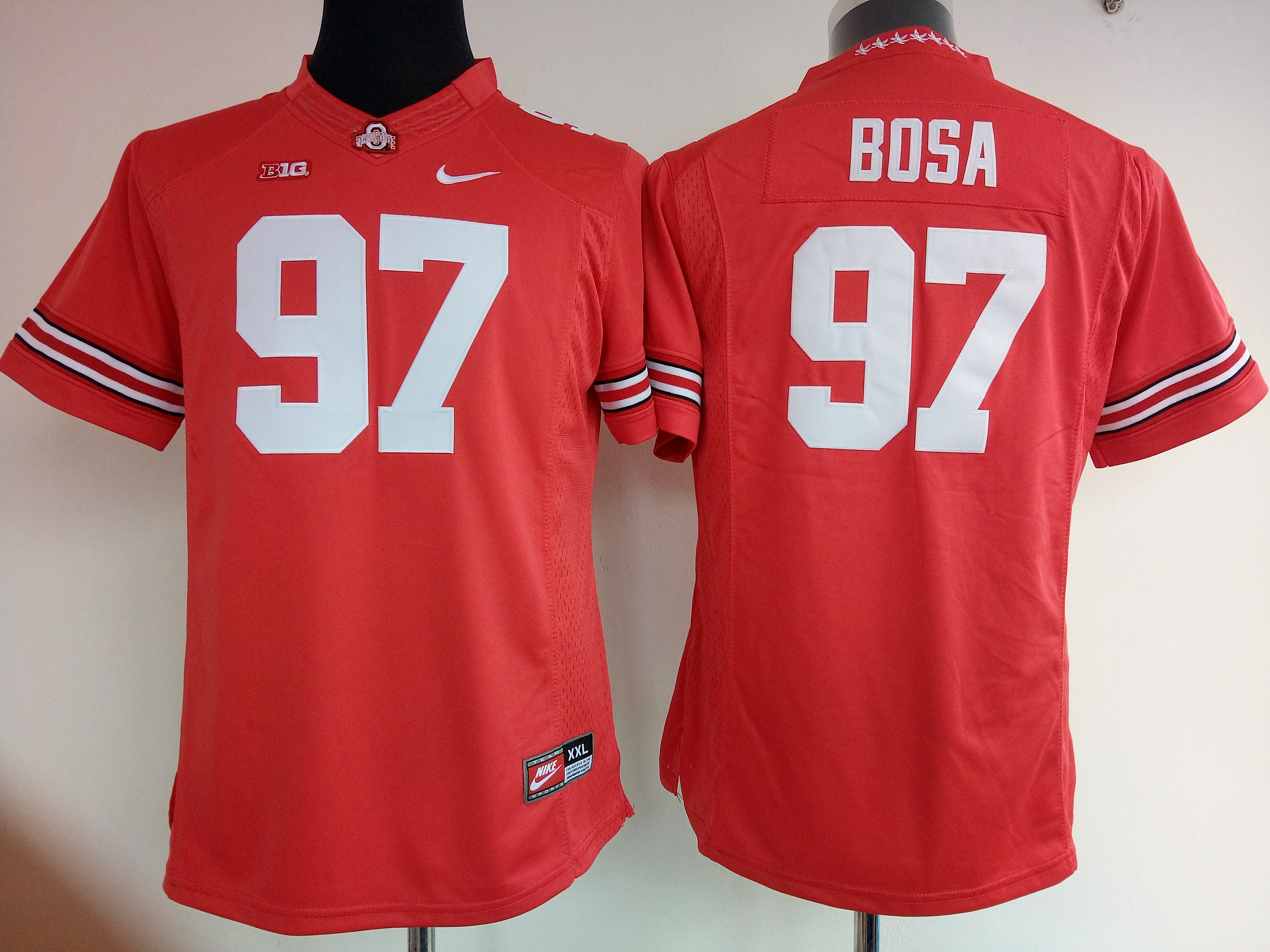 NCAA Womens Ohio State Buckeyes Red #97 bosa jerseys->women ncaa jersey->Women Jersey
